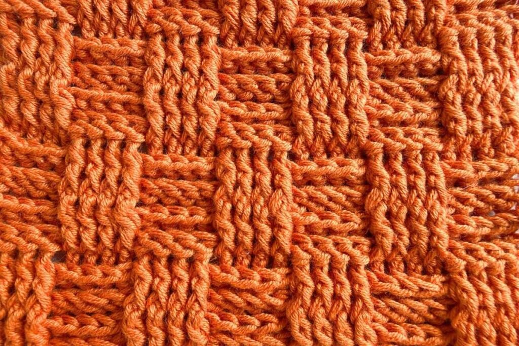 Swatch of the crochet basketweave stitch