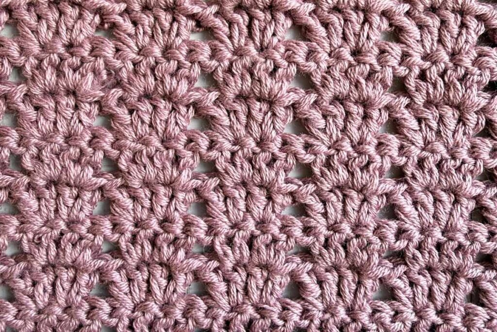 Swatch of the crochet double v stitch