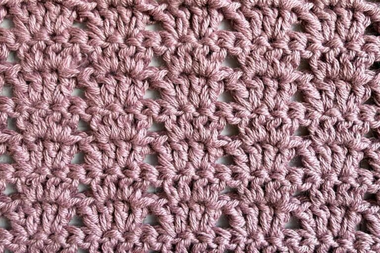 Swatch of the crochet double v stitch