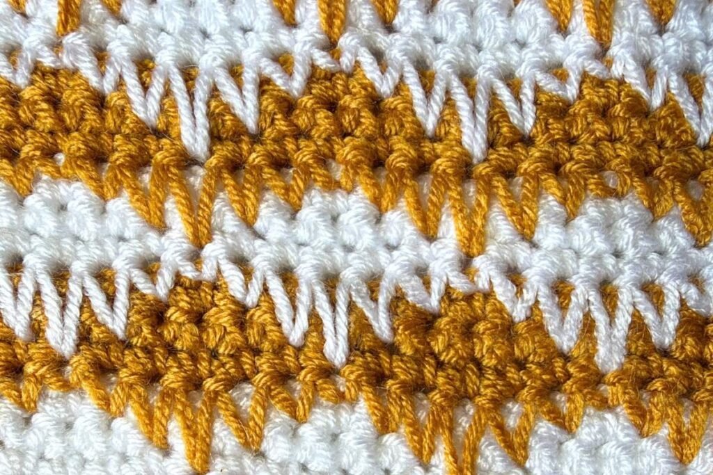 Swatch of the crochet eyelash stitch
