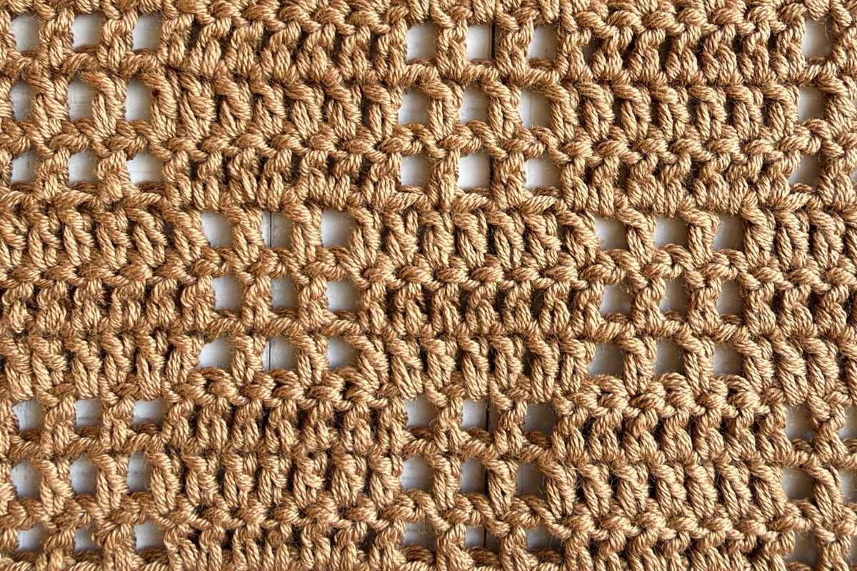 Swatch of the crochet filet squares stitch