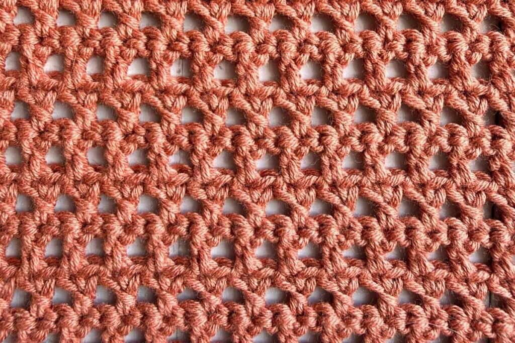 Swatch of the crochet lattice cross stitch