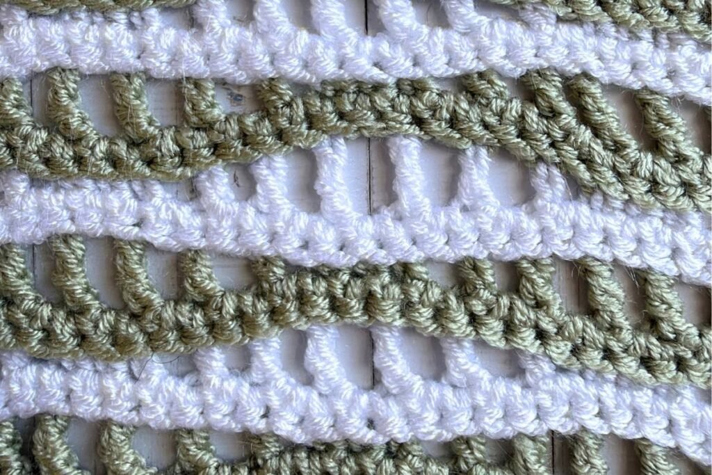 Swatch of the crochet open wave stitch