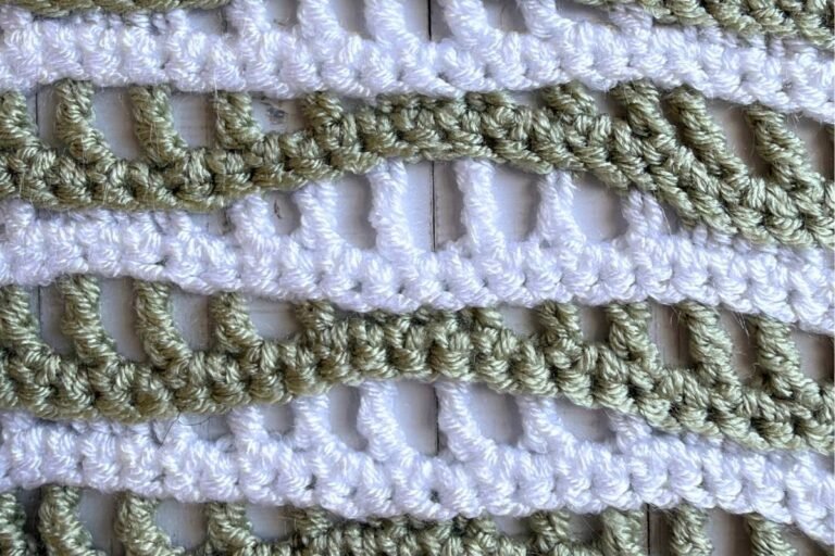 Swatch of the crochet open wave stitch