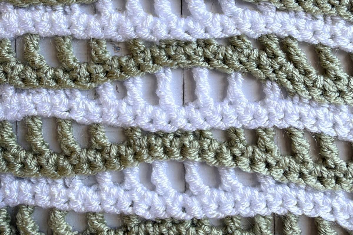 Swatch of the crochet open wave stitch