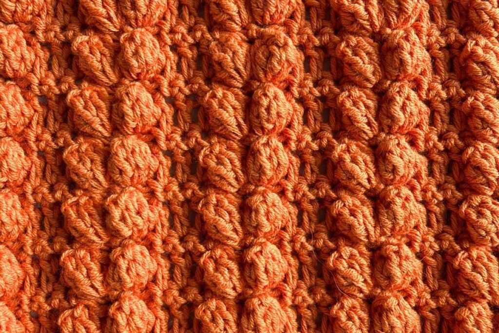 Swatch of the crochet paired hearts stitch