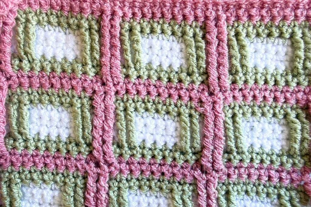 Swatch of the crochet textured square stitch