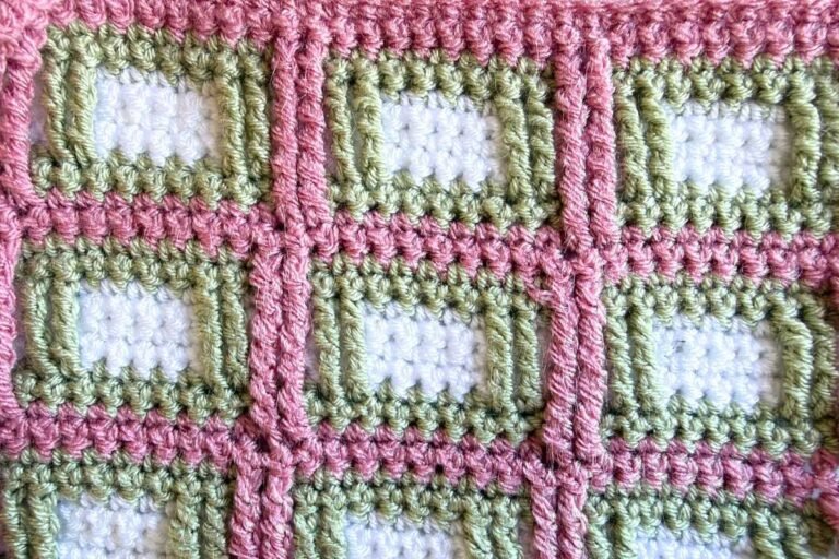 Swatch of the crochet textured square stitch