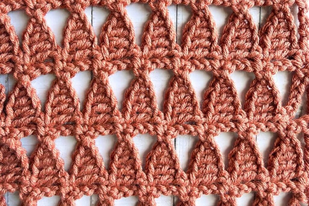 Swatch of the crochet triangle stitch
