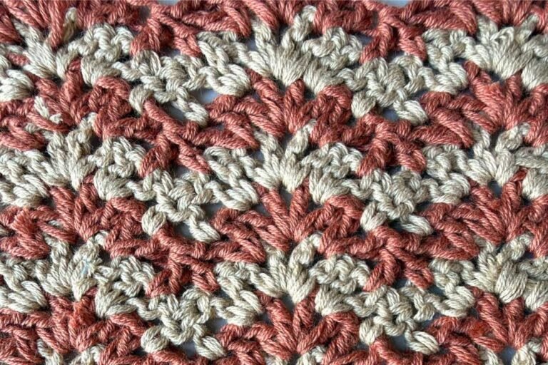 close up image of the crochet v stitch ripple