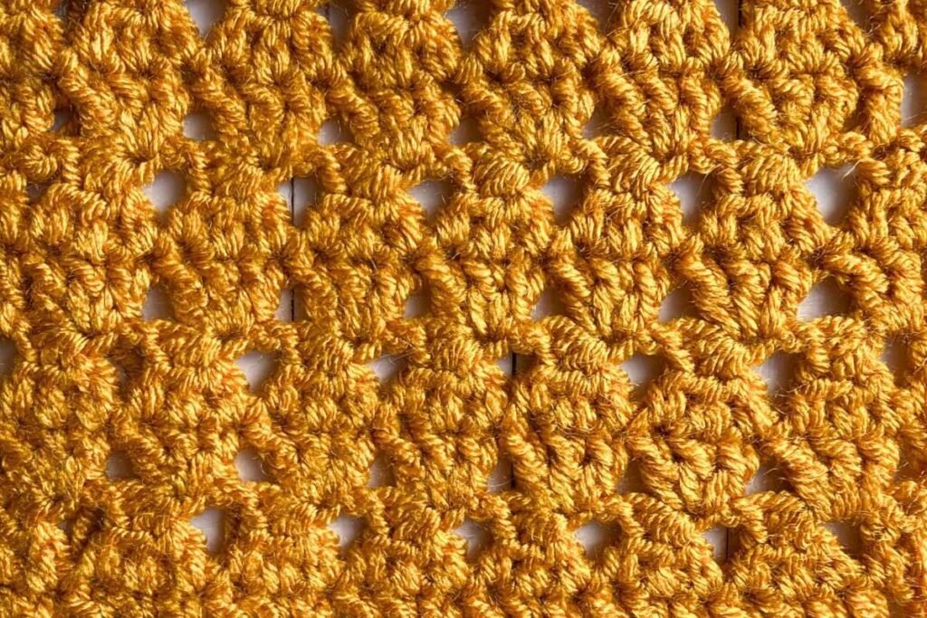Swatch of the crochet interlocking cluster stitch