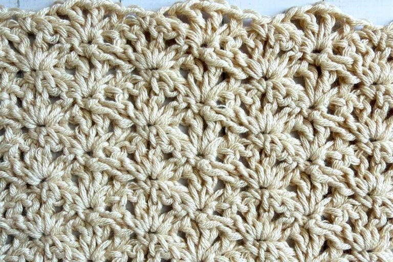 Swatch of the crochet open shell stitch